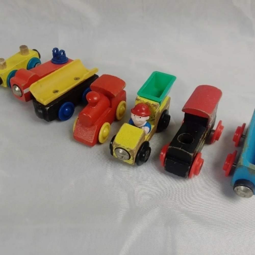 Toy Wooden Train Car Lot 7 total